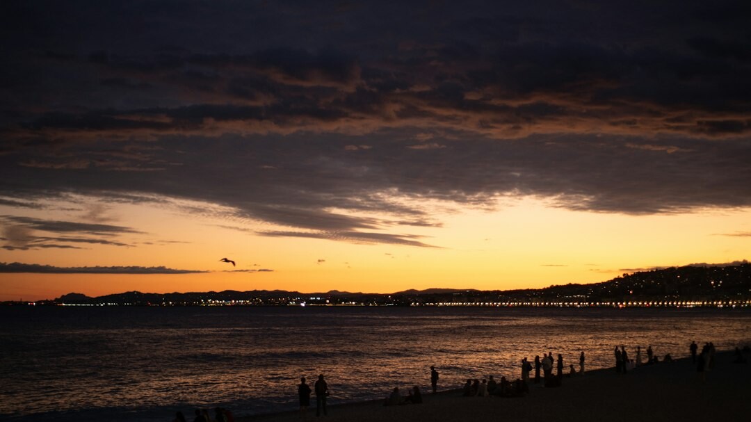 coastal town at dusk