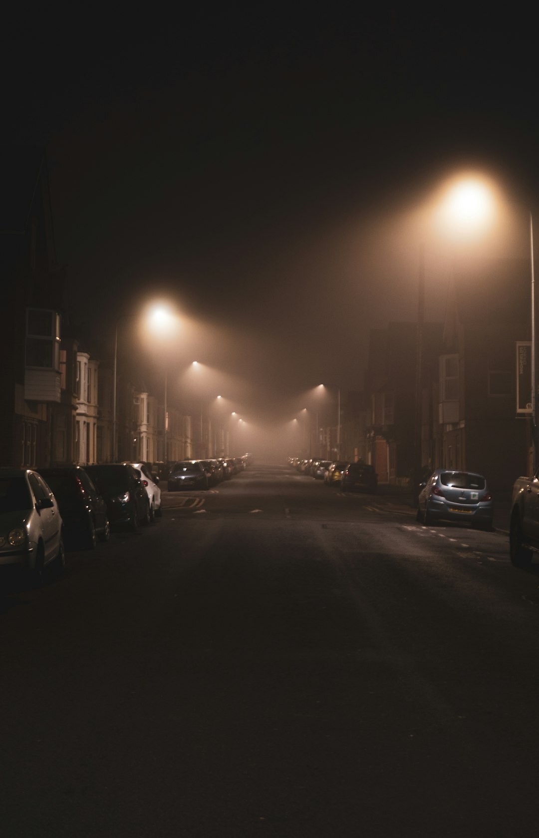 foggy street at night